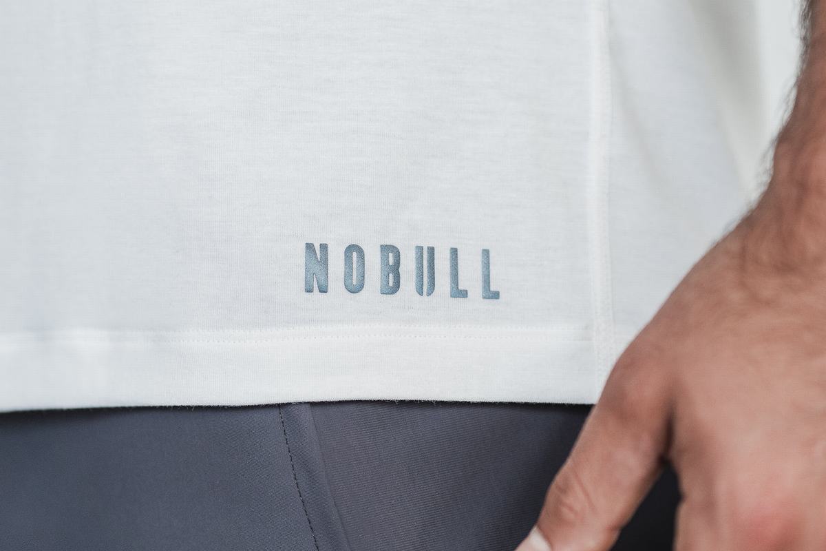 Nobull V-Neck Men's T Shirts White | Australia (GX9751)